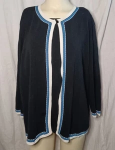 Cárdigan Alfred Dunner con inserción de blusa. Negro/azul talla 1x. D2272 - Imagen 1 de 10