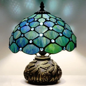 Kleine Tiffany Tischlampe Schmetterling im Blumen Stil Buntglas Schreibtischlampe 1... - Bild 1 von 8