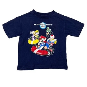 Nintendo MarioKart Wii 2008 Video Game Tee T-Shirt Navy Blue Youth M Medium - Picture 1 of 5