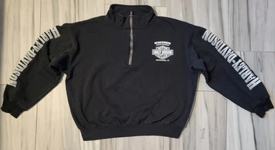 Sudadera Pullover De Colección XL Harley-Davidson Lightning Crest 1/4 Cremallera Cadete Foto 1 de 4