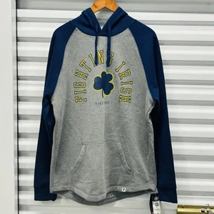 Felpa con cappuccio Notre Dame Fighting Irish Fleece grigia pullover fanatici grande - Foto 1 di 9