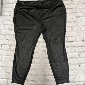 Terra & Sky Faux Leather Black High Rise Comfort Lounge Leggings Size 2X - Bild 1 von 11