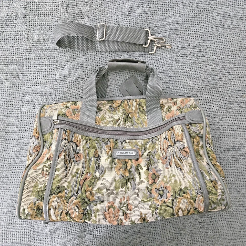 TRAVELER'S CLUB Gris Floral Tapiz Fin de Semana Noche Bolsa de Viaje Equipaje Foto 1 de 4