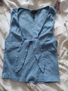 New Look blue tie front crop top 16 - Picture 1 of 5