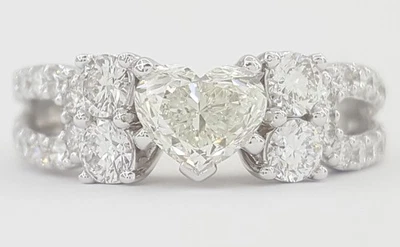 Heart Diamond Engagement Ring 1.53 ct 18K White Gold GIA Retail $7,000 - Image 1 of 4
