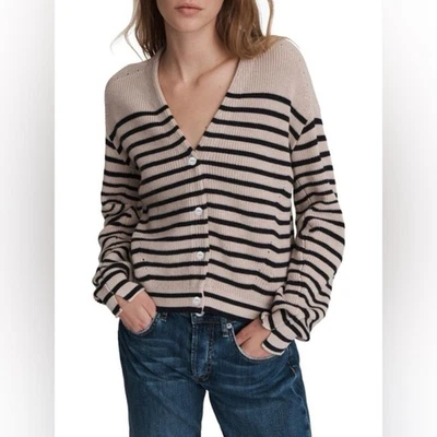 Rag and Bone Ann Striped Cashmere Cardigan, Size Medium - Image 1 of 4