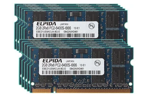 20GB Elpida 10pcs 2GB 2RX8 DDR2 800MHz PC2-6400S 200PIN SODIMM Laptop Memory_RAM - Picture 1 of 12