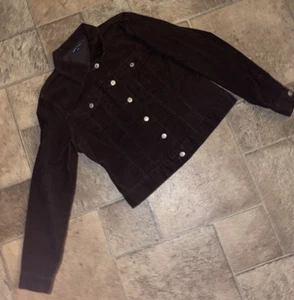 LANDS END Baumwolle Corduroy Chocolate Brown Jeans Jacket Size M 10 12 ❤️blt7m76 - Picture 1 of 9
