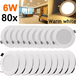 80X 6W LED Panel Ceiling Lights Recessed Down Lamps Kitchen Fixtures Warm White - Picture 1 of 12