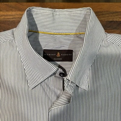 Camisa de manga larga Robert Talbot gris púrpura a rayas con botones talla XL para hombre Foto 1 de 4