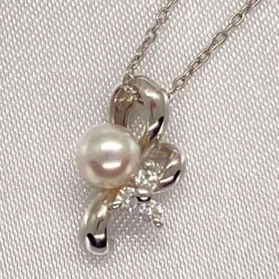 TASAKI Necklace Pendant Pearl Diamond 0.04ct PT900 PT850 2.9g 0050 - Image 1 of 4