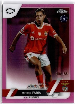 Andreia Faria 2022-23 Topps Chrome Women's Pink Refractor #21 Benfica #100/199 - Image 1 of 2