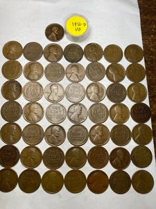 1912-D LINCOLN WHEAT CENT PENNY ROLL, 50 coins, "VERY GOOD" condition - Picture 1 of 10