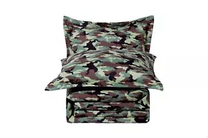 3-Piece Camouflage Military Bedding Set Army Green Camo Comforter Set Bed Cover - Picture 1 of 7