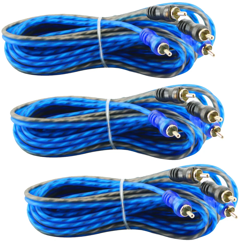 AUDIOBANK 3 Pcs | 2 RCA to RCA Interconnect HiFi Audio Cable Male Connector Wire 17 Feet