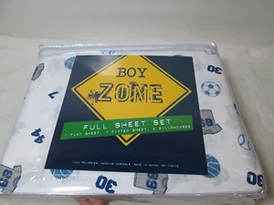 New Boy Zone Full Sheet Set ALL SPORTS - Blue, Gray, White - Jerseys and Balls  - Picture 1 of 1
