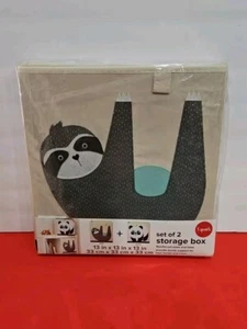 Set Of 2 - 3 Sprouts Animal Fabric Foldable Storage Cubes Panda & Sloth New - Picture 1 of 2