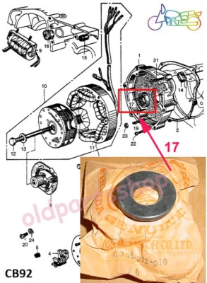 Honda CA95 CB92 Starter Motor Oil Seal NOS Alternator Oil Seal 91305-202-010 - Imagem 1 de 2