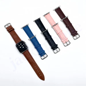 Leather Watch Band for Apple Watch Series 5 4 3 2 1 38 40 42 44mm Crocodile - Picture 1 of 15