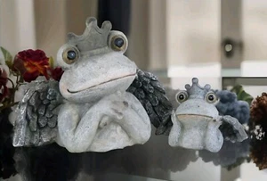Frosch Skulptur Gartenfigur Froschkönig Set Figur Deko Tierfigur Figur Tier Neu - Bild 1 von 4
