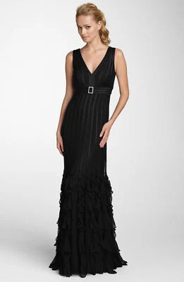 JS Collections Satin Stripe Gown Sz 4 Black - Image 1 of 2