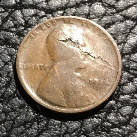 1914 LINCOLN WHEAT CENT - LARGE LAMINATION PEEL - SEE ALL PICS!!  INV#5616 Cover