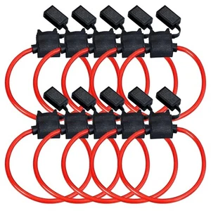 10 Pack 14 Gauge ATC In-Line Blade Fuse Holder 100% OFC Copper Wire - Picture 1 of 2