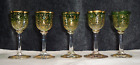 Antique Set 5 Lobmeyr Moser Style Quatrefoil Aperitif Glass Stems Gilded Enamel