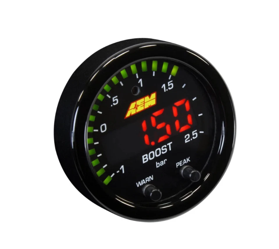 AEM Boost Gauge 30-0306 X-Series Boost Pressure Gauge -30inHg ~ 35PSI / 1~2.5BAR - Image 1 of 4