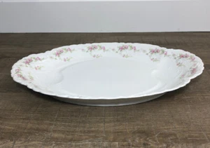 Habsburg MZ Austria China Vintage Oval Platter White Pink floral scallop edge - Picture 1 of 12