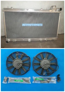Aluminum Radiator + Fans For 1998-2002 01 Subaru Forester EJ25/EJ22 NA MT USDM - Foto 1 di 7