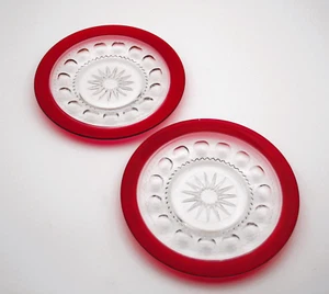 Ruby Stained Kings Crown Salad Plates 7-5/8" - Set of 2 - Picture 1 of 4