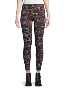 LEGGINGS TOBILLO NO LIMITS RENO FAIRISLE NEGRO Y ROJO 2XL NUEVOS CON ETIQUETAS [CHR2] - Imagen 1 de 6