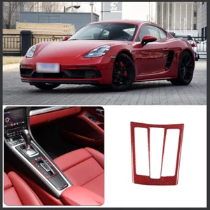 Red Real Carbon Fiber Central Console Mode Panel Trim Cover For Porsche 718/911 - Bild 1 von 11