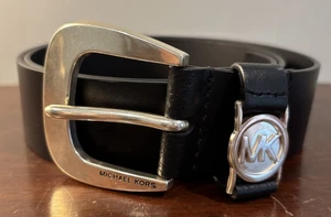 Cinturón para mujer Michael Kors de cuero negro talla pequeña 1,5” logotipo ancho - Imagen 1 de 13