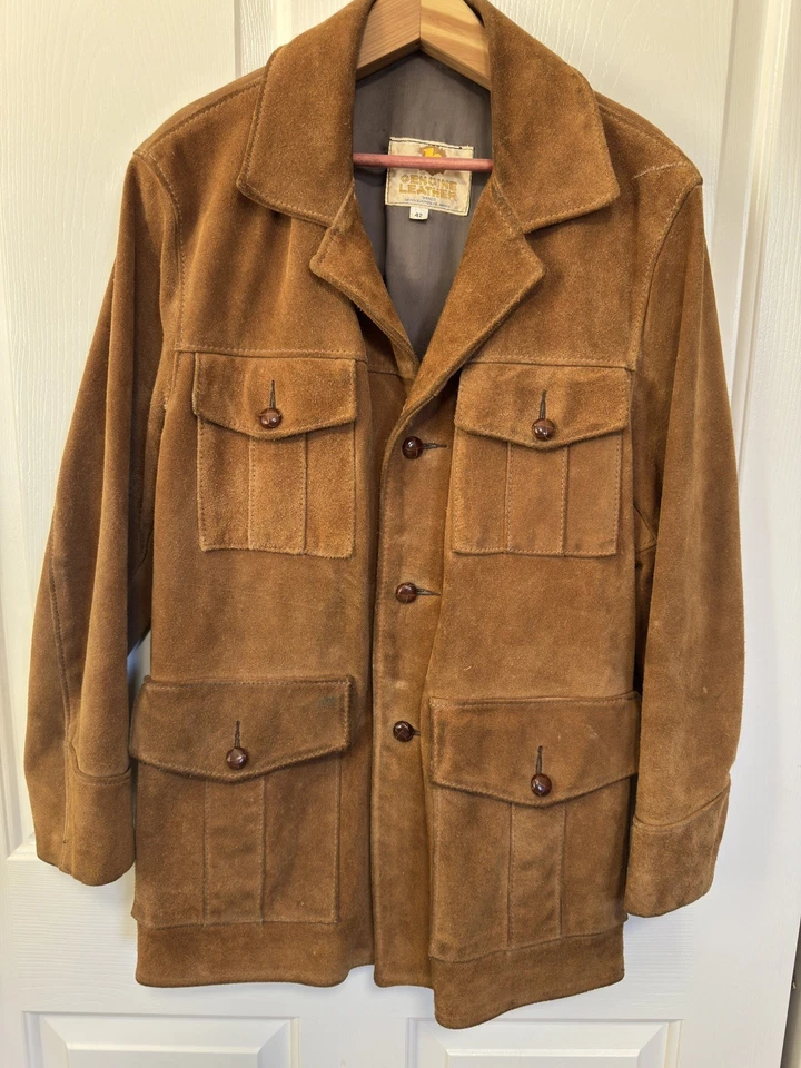 Blazer chaqueta de gamuza genuina vintage para hombre 42 mediana 21,5x30,5 Foto 1 de 4