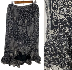 Avenue Y2K Skirt 14/16 Silk Black Flutter Asymmetrical Grunge Vamp Whimsigoth - Picture 1 of 13