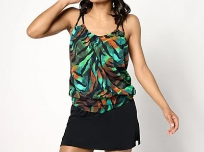 Blusa Tankini Kim Gravel Talla 20 Palmeras Exóticas y Falda Parte Inferior A629536 Nueva Sin Etiquetas Foto 1 de 4