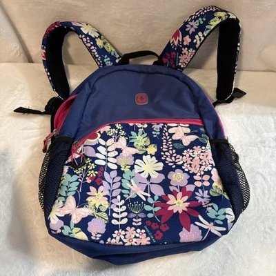Swiss Gear Backpack Blue, Pink Floral dragonfly butterflies Disney Girl Style - Image 1 of 4