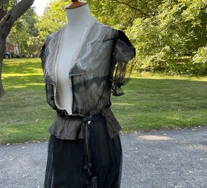 VINTAGE 1910er EDWARDIANISCHES FORMELLES KLEID. SATIN, SPITZE, TOOLE. TITANIC ERA .  AS IS - Bild 1 von 21