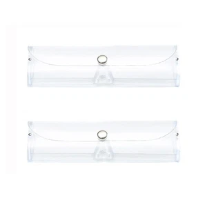 QUUPY 2Pcs Plastic Clear Glasses Case PVC Eyeglasses Protector Case Snap - Picture 1 of 7