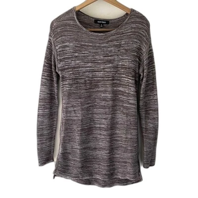 ELLEN TRACY 圆领毛衣女式小号大理石纹希瑟灰色弹力束腰外衣 — 第 1/4 张图片