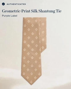 NUEVO CON ETIQUETAS Ralph Lauren Etiqueta Púrpura Estampado Geométrico Seda Shantung Corbata Bronceada Para Hombres Etiqueta 235 - Imagen 1 de 4