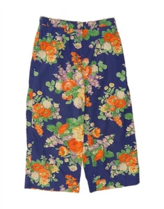 RALPH LAUREN Womens Capri Trousers US 8 Medium W30 L21 Blue Floral DC84 - Picture 1 of 3