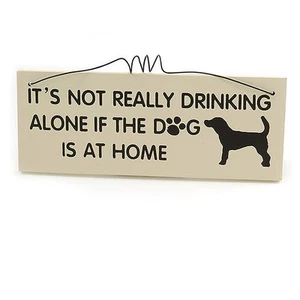 Targa Targa Divertente, Alcol, Vino, Bevande, Cane, Animale Citazione Legno Novità Regalo - Foto 1 di 2