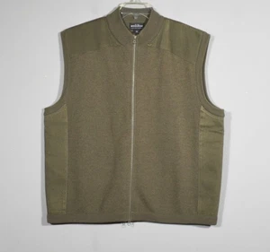 Woolrich Green Wool Zip Up Sweater Vest Canvas Shoulder & Side Patches Sz 2XL - Picture 1 of 3