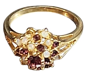 Vintage 80er Aurora Gr. 10 Cluster Ring Amethyst Opal 18K GE - Bild 1 von 4