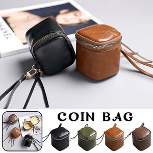 Pequeño Monedero Cuadrado Retro Cuero Lápiz Labial Estuche de Almacenamiento Cremallera Cartera Bolso - Imagen 1 de 12