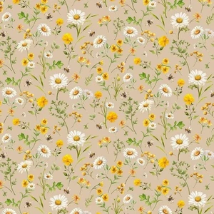 Timeless Treasures You Are My Sunshine CD3884 Tan Tossed Daisies Cotton - Bild 1 von 1