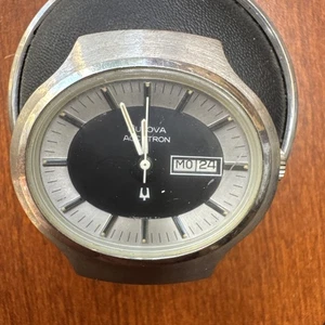 Bulova Accutron Herrenuhr, 2313A Teile oder Reparatur 1975 schwarz weiß Smoking Zifferblatt - Bild 1 von 10